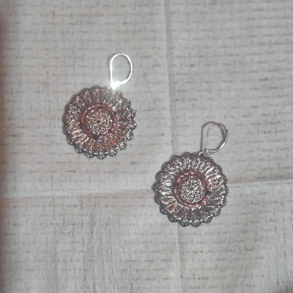 Elegant Silver and Gold Floral Earrings